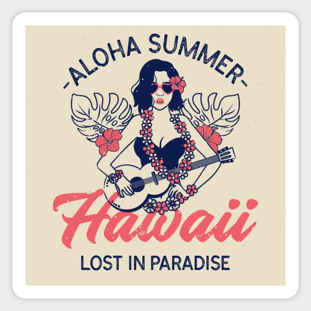 Aloha Summer Hawaii Hawaiian Paradise Hula Girl Sticker by Tip Top Tee's